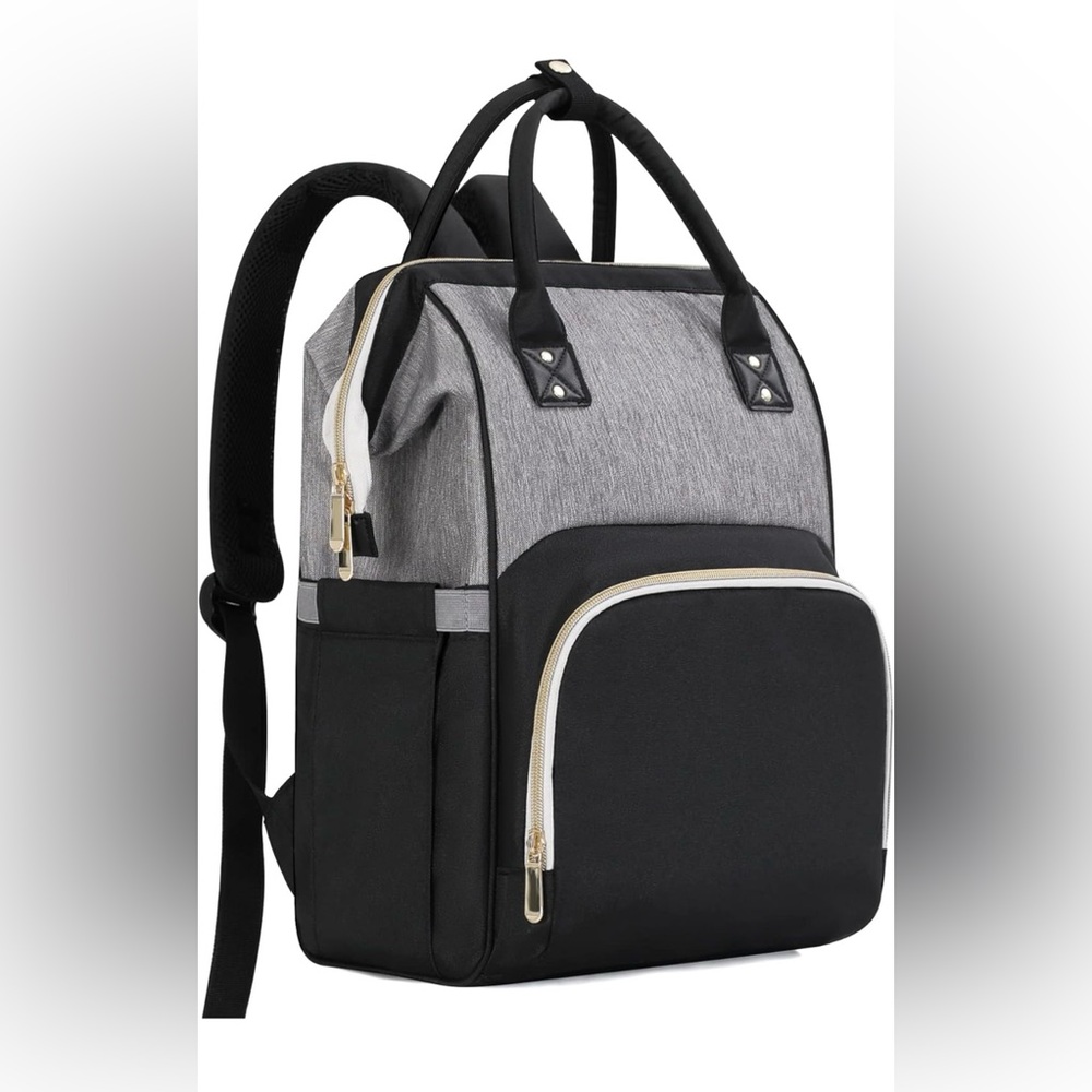 Stylish Black and Gray Diaper Bag with Change pad